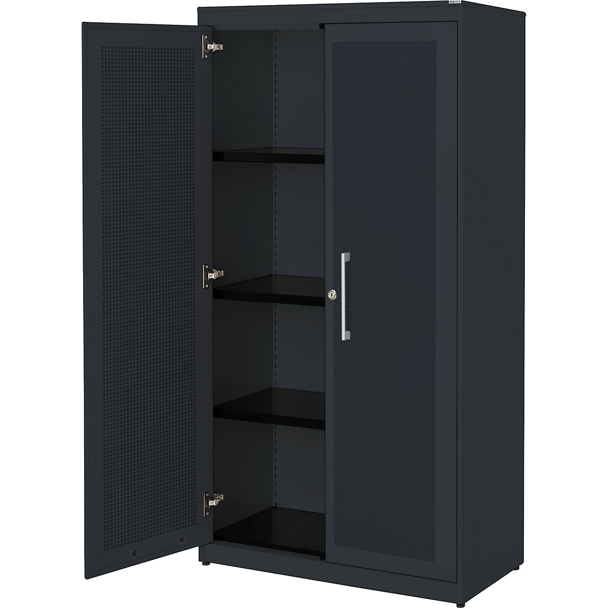 Double door cupboard, acoustically effective – mauser, HxWxD 1516 x 800 x 432 mm, 3 shelves, charcoal / charcoal-5