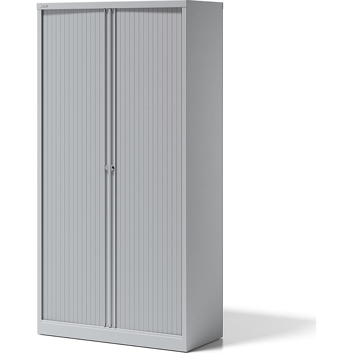 ESSENTIALS roller shutter cupboard – BISLEY, HxWxD 1970 x 1000 x 470 mm, 4 shelves, light grey-4