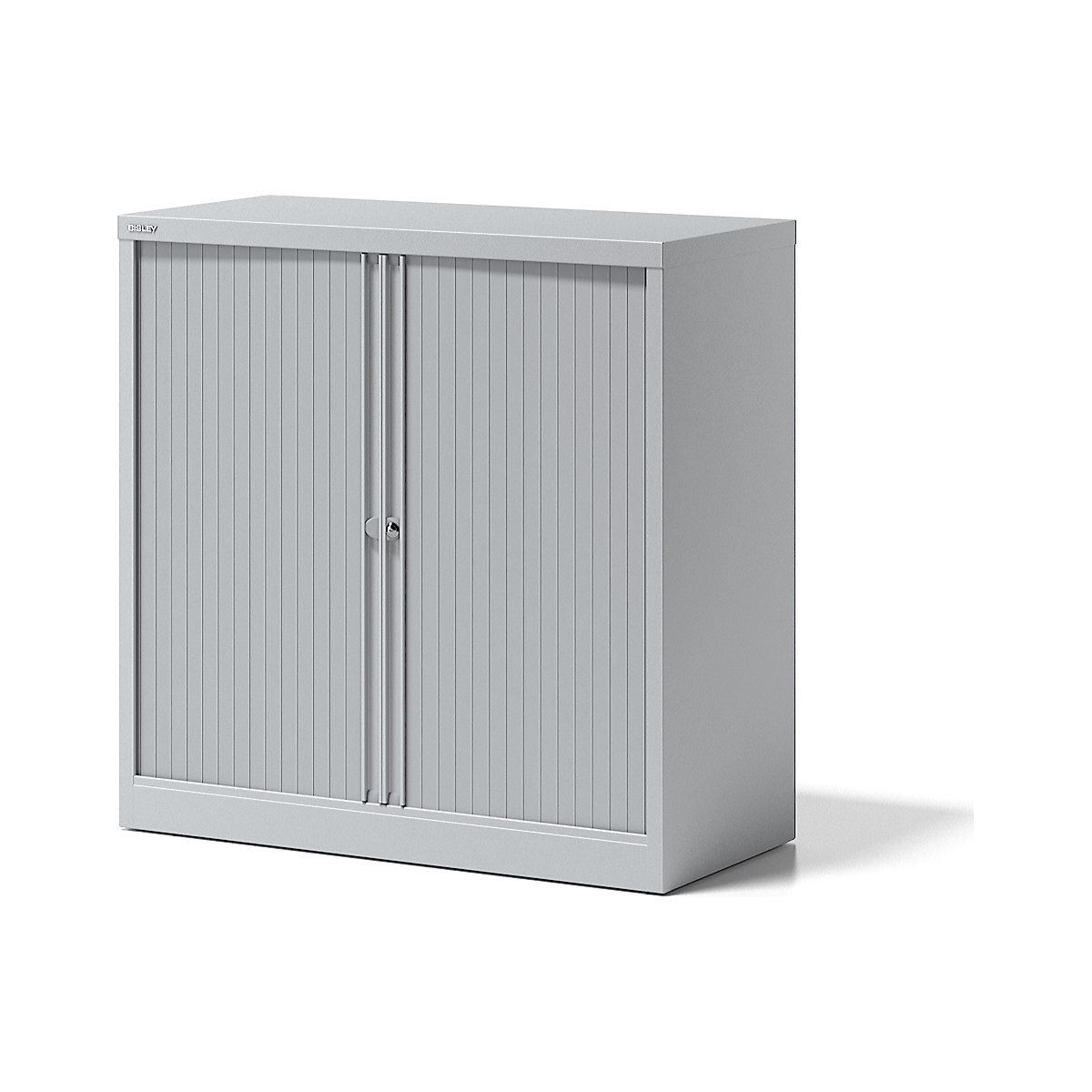 ESSENTIALS roller shutter cupboard – BISLEY, HxWxD 1000 x 1000 x 470 mm, 1 shelf, light grey-3