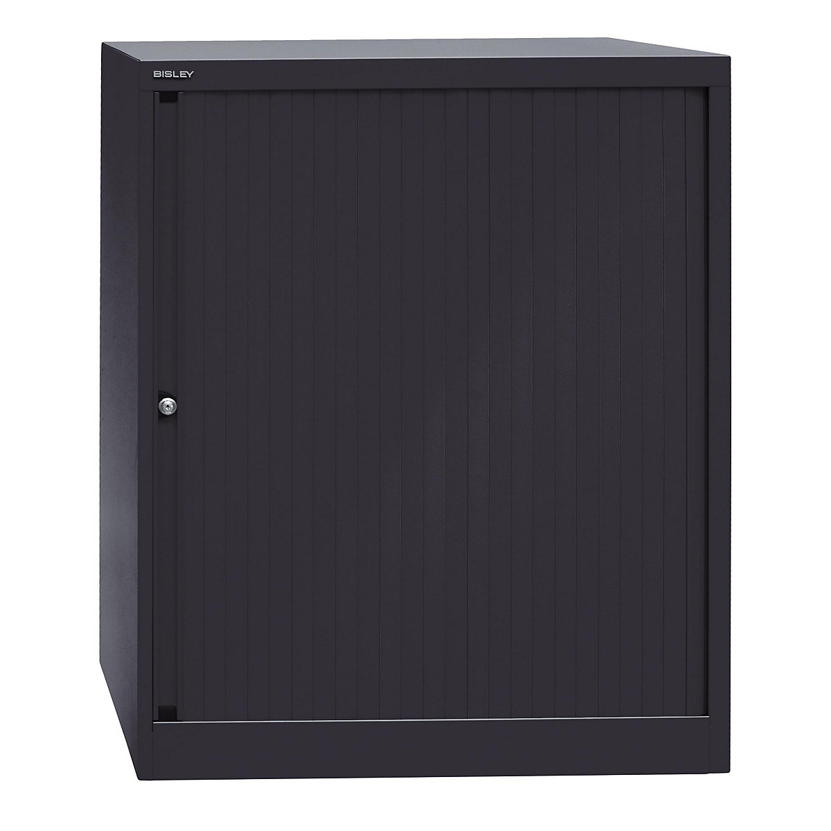 EURO roller shutter cupboard – BISLEY, width 800 mm, 2 shelves, black-4