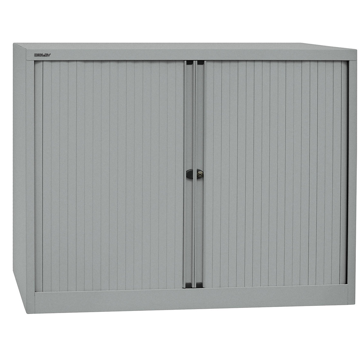 EURO roller shutter cupboard – BISLEY, width 1200 mm, 2 shelves, silver-5