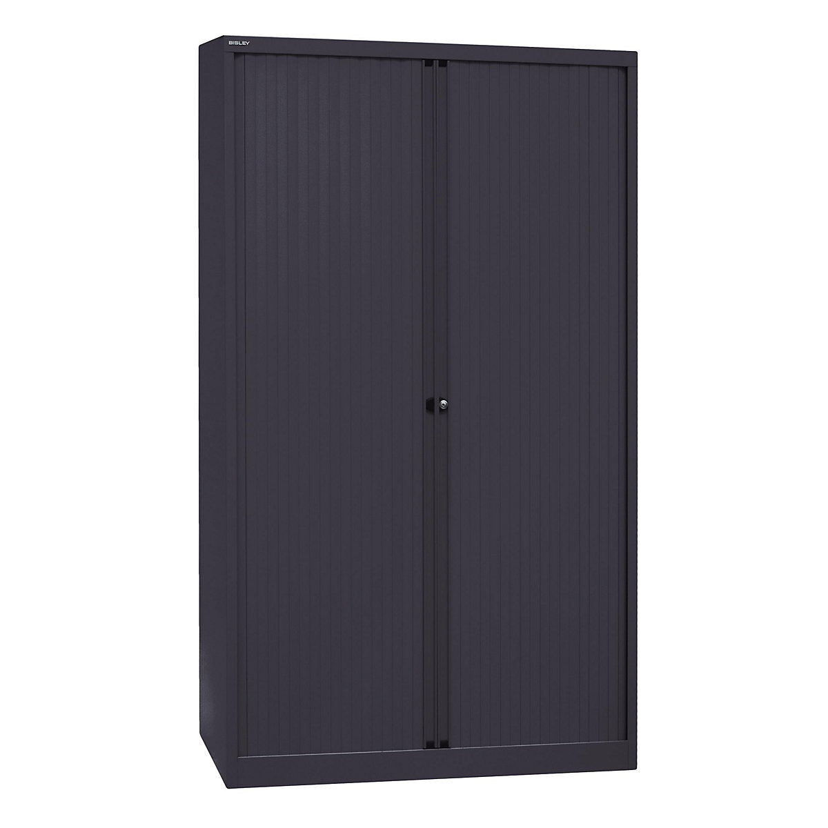 EURO roller shutter cupboard – BISLEY, width 1200 mm, 4 shelves, black-7