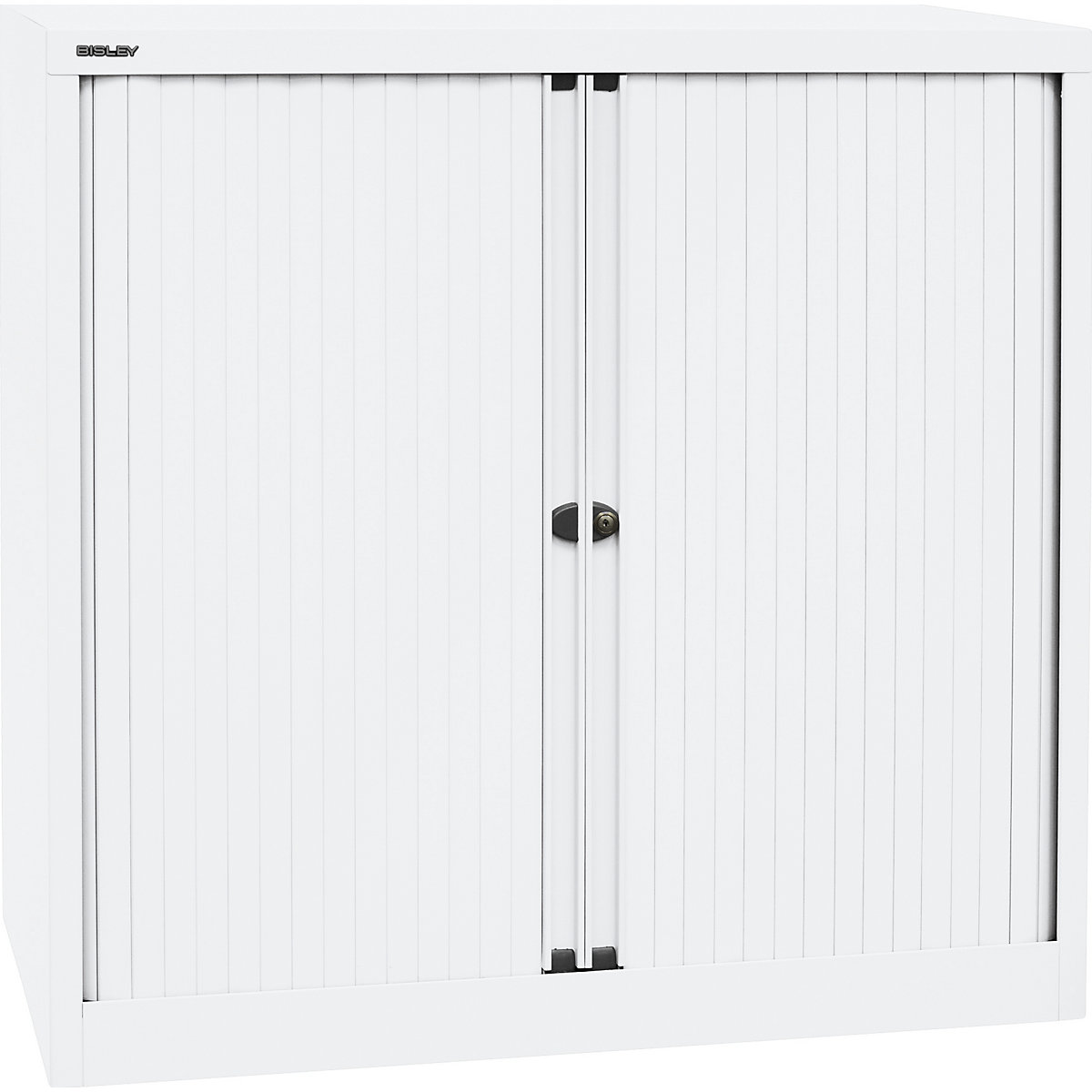EURO roller shutter cupboard – BISLEY, width 1000 mm, 2 shelves, traffic white-5