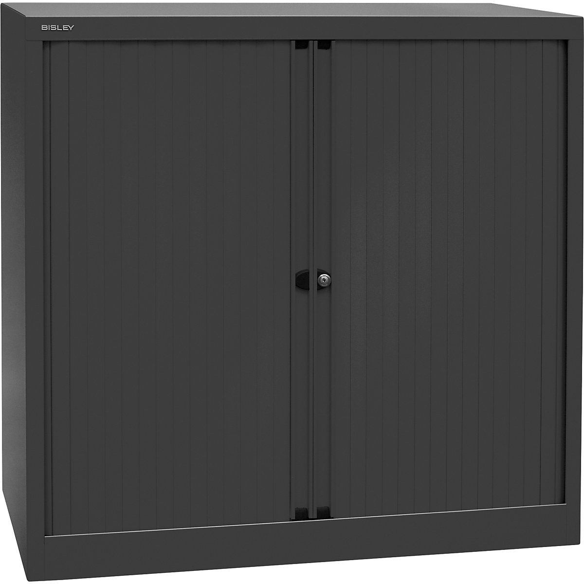 EURO roller shutter cupboard – BISLEY, width 1000 mm, 2 shelves, black-6