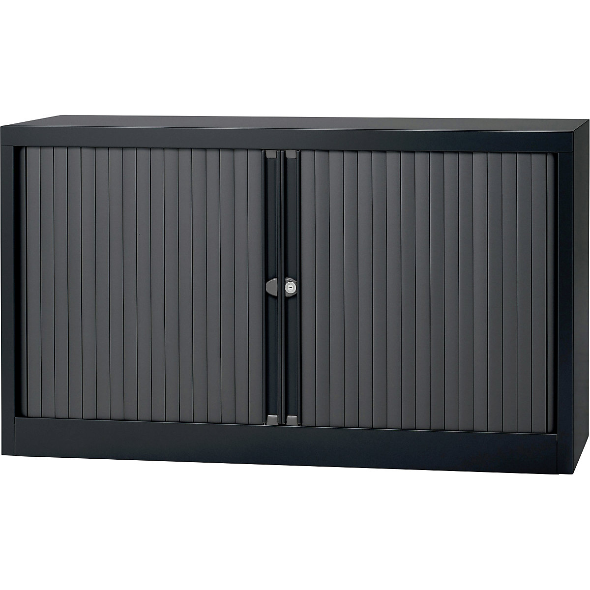 EURO roller shutter cupboard – BISLEY, width 1200 mm, 1 shelf, black-3