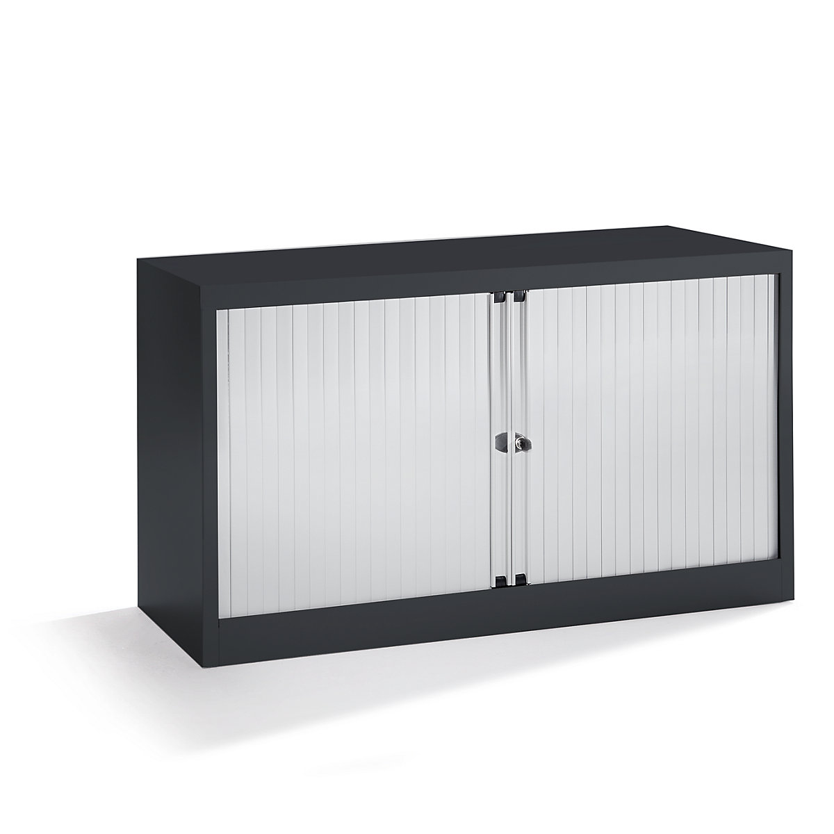 EURO roller shutter cupboard – BISLEY, width 1200 mm, 1 shelf, jet black / light grey-6