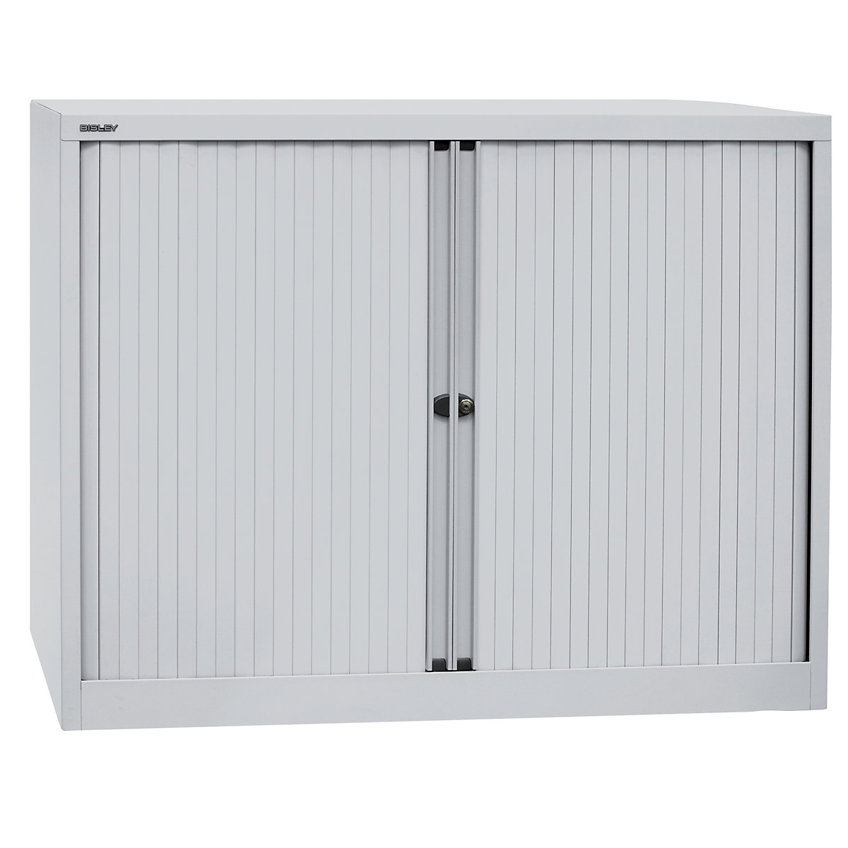 EURO roller shutter cupboard – BISLEY, width 1200 mm, 2 shelves, light grey-7