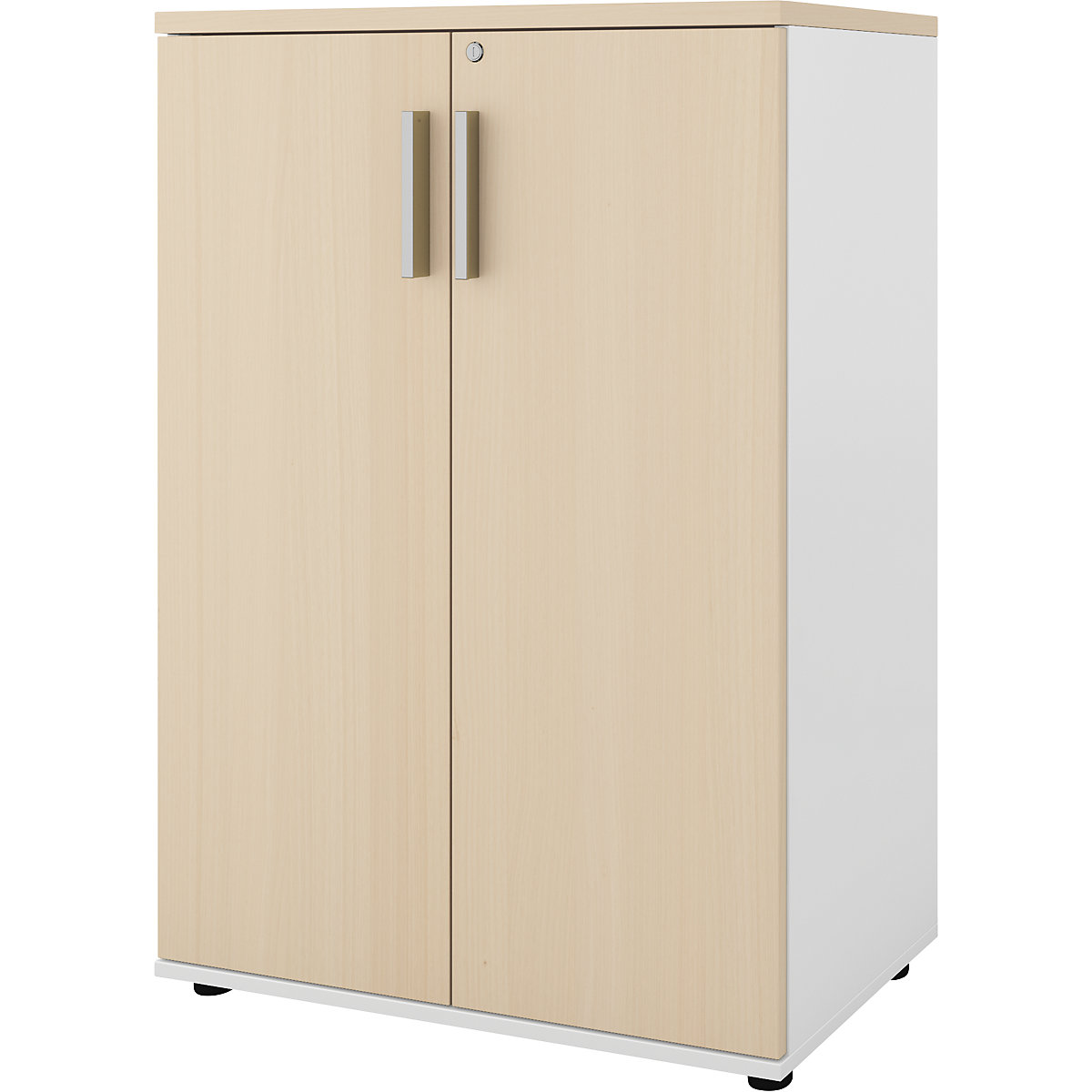 Portland cupboard, WxD 800 x 420 mm, H 1138 mm, door height 1060 mm, brushed white / birch-1