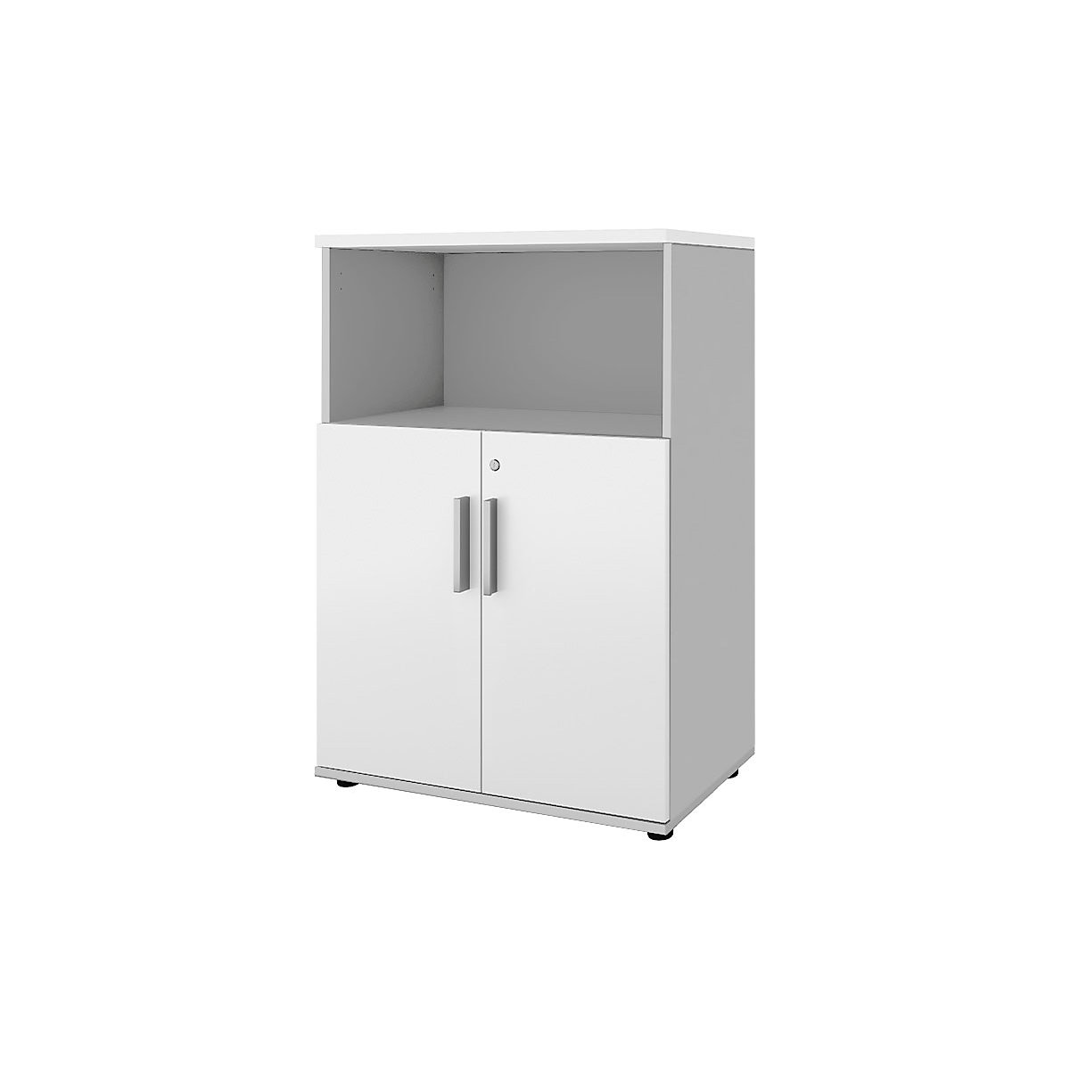 Portland cupboard, WxD 800 x 420 mm, H 1138 mm, door height 700 mm, light grey / white-3