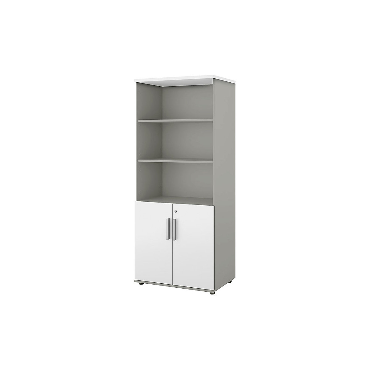 Portland cupboard, WxD 800 x 420 mm, H 1845 mm, door height 700 mm, light grey / white-3
