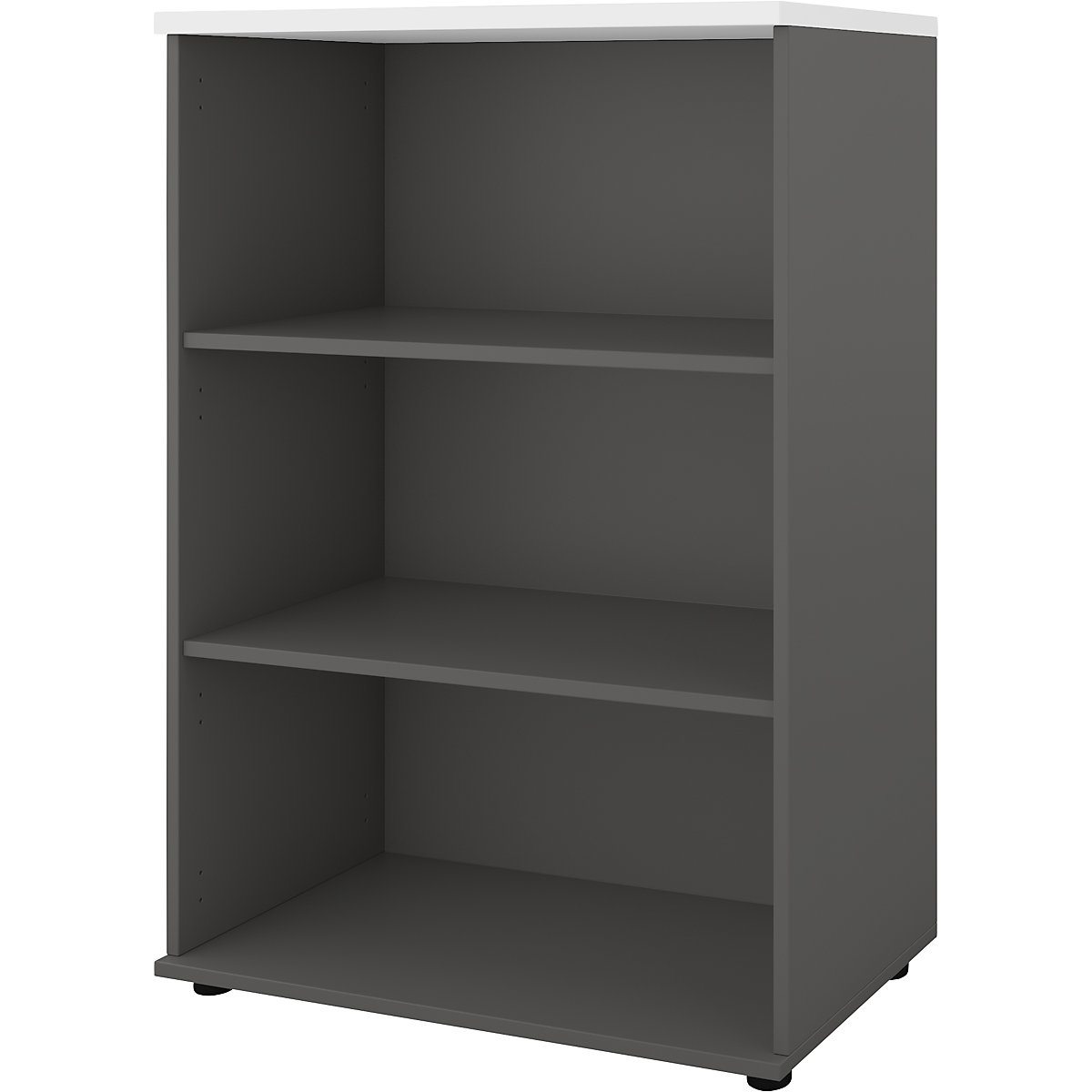 Portland office shelf unit, HxWxD 1138 x 800 x 420 mm, dark grey / brushed white-2
