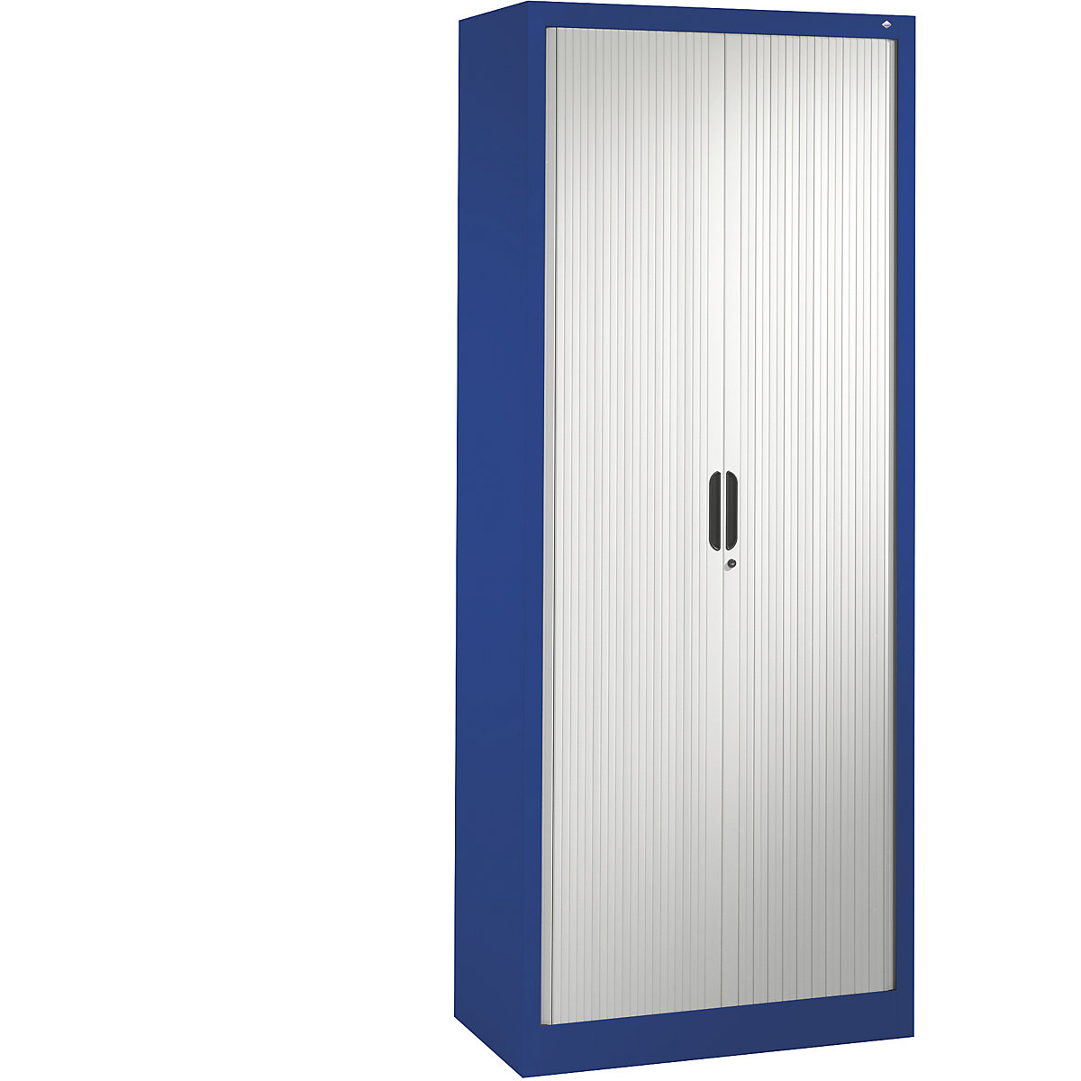 Roller shutter cupboard with horizontal shutter – C+P, HxWxD 1980 x 800 x 420 mm, 4 shelves, 5 file heights, gentian blue / light grey-5