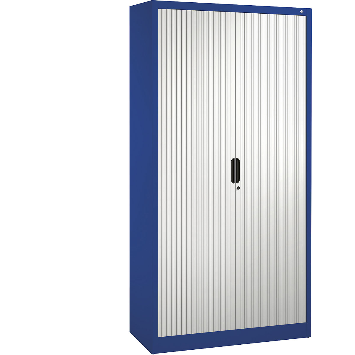 Roller shutter cupboard with horizontal shutter – C+P, HxWxD 1980 x 1000 x 420 mm, 4 shelves, 5 file heights, gentian blue / light grey-6