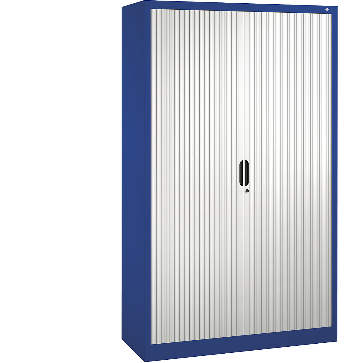 Roller shutter cupboard with horizontal shutter – C+P, HxWxD 1980 x 1200 x 420 mm, 4 shelves, 5 file heights, gentian blue / light grey-5