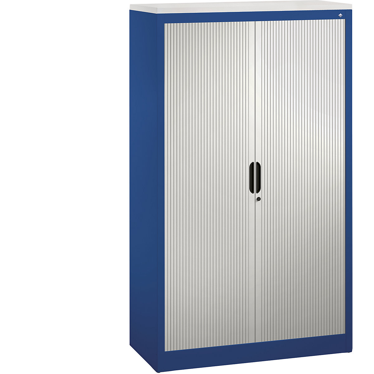 Roller shutter cupboard with horizontal shutter – C+P, HxWxD 1660 x 1000 x 420 mm, 3 shelves, 4 file heights, gentian blue / light grey-3