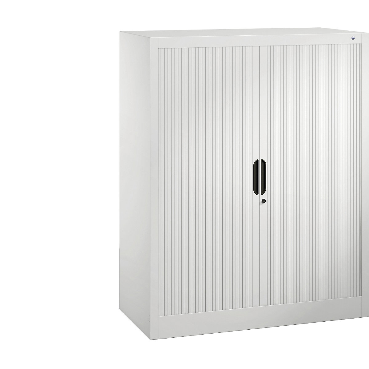 Roller shutter cupboard with horizontal shutter – C+P, HxWxD 1230 x 1000 x 420 mm, 2 shelves, 3 file heights, traffic white-5