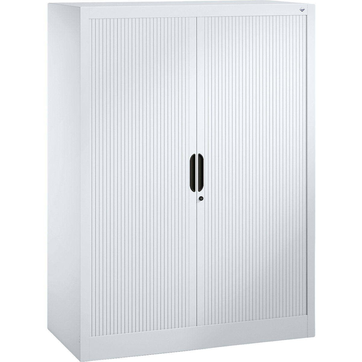 Roller shutter cupboard with horizontal shutter – C+P, HxWxD 1345 x 1000 x 420 mm, 3 shelves, 3.5 file heights, white aluminium-5