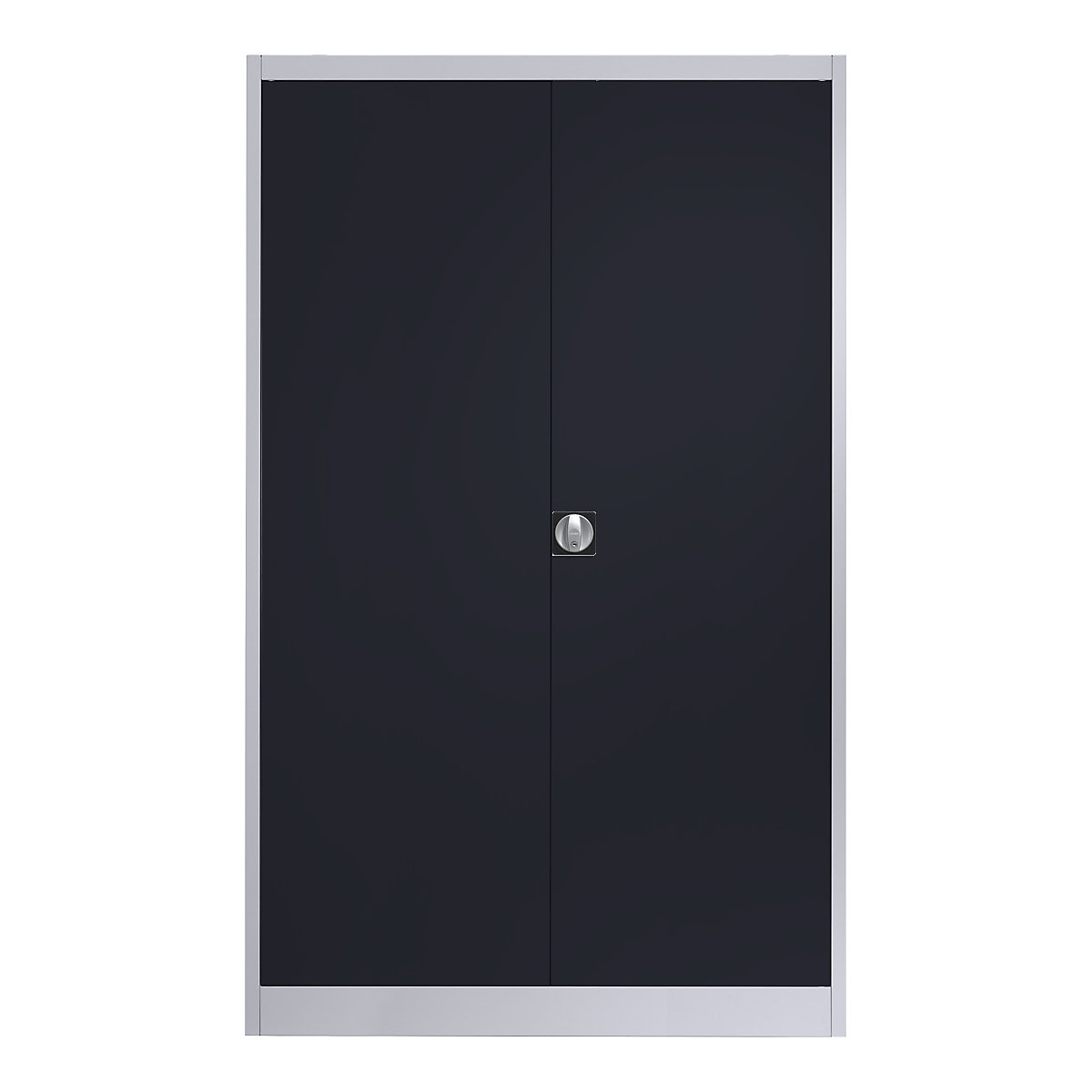 Steel cabinet with double doors – mauser, 4 shelves, width 1200 mm, white aluminium / charcoal, external depth 600 mm-12