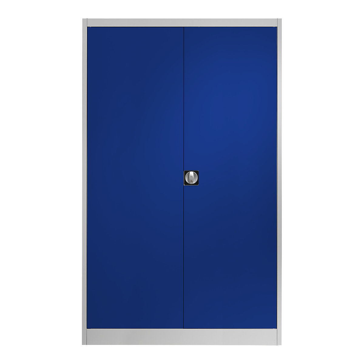 Steel cabinet with double doors – mauser, 4 shelves, width 1200 mm, light grey / ultramarine, external depth 420 mm-9