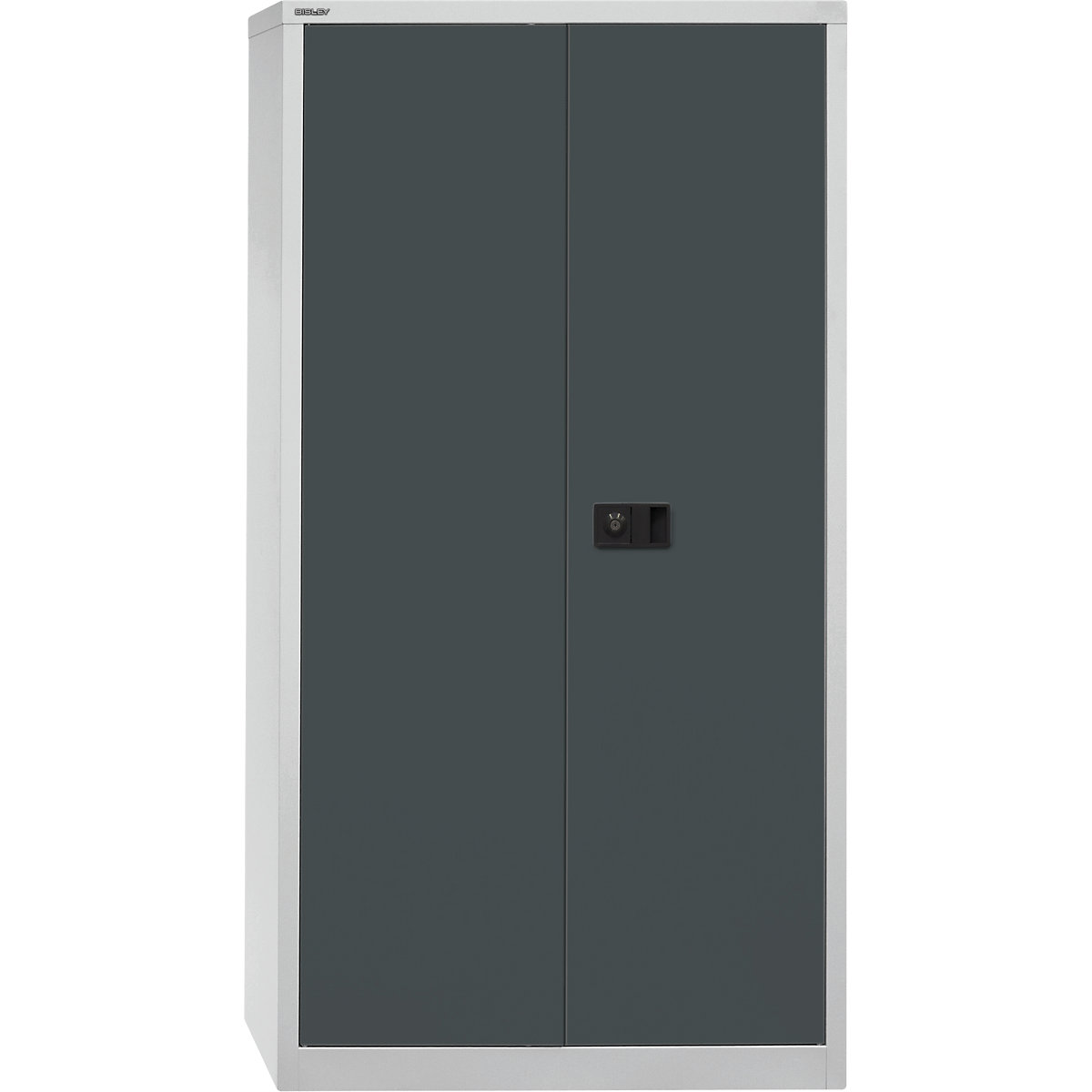 UNIVERSAL double door cupboard – BISLEY, HxWxD 1806 x 914 x 400 mm, 3 shelves, 4 file heights, light grey / charcoal-5