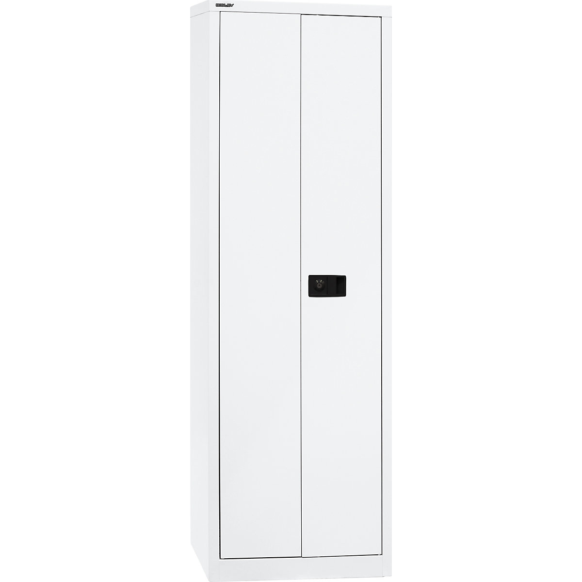 UNIVERSAL double door cupboard – BISLEY, HxWxD 1950 x 600 x 400 mm, 4 shelves, 5 file heights, traffic white-6