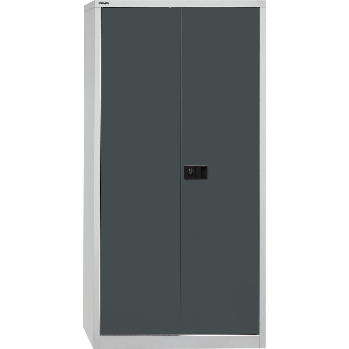 UNIVERSAL double door cupboard – BISLEY, HxWxD 1950 x 914 x 400 mm, with wardrobe insert, light grey / charcoal-7