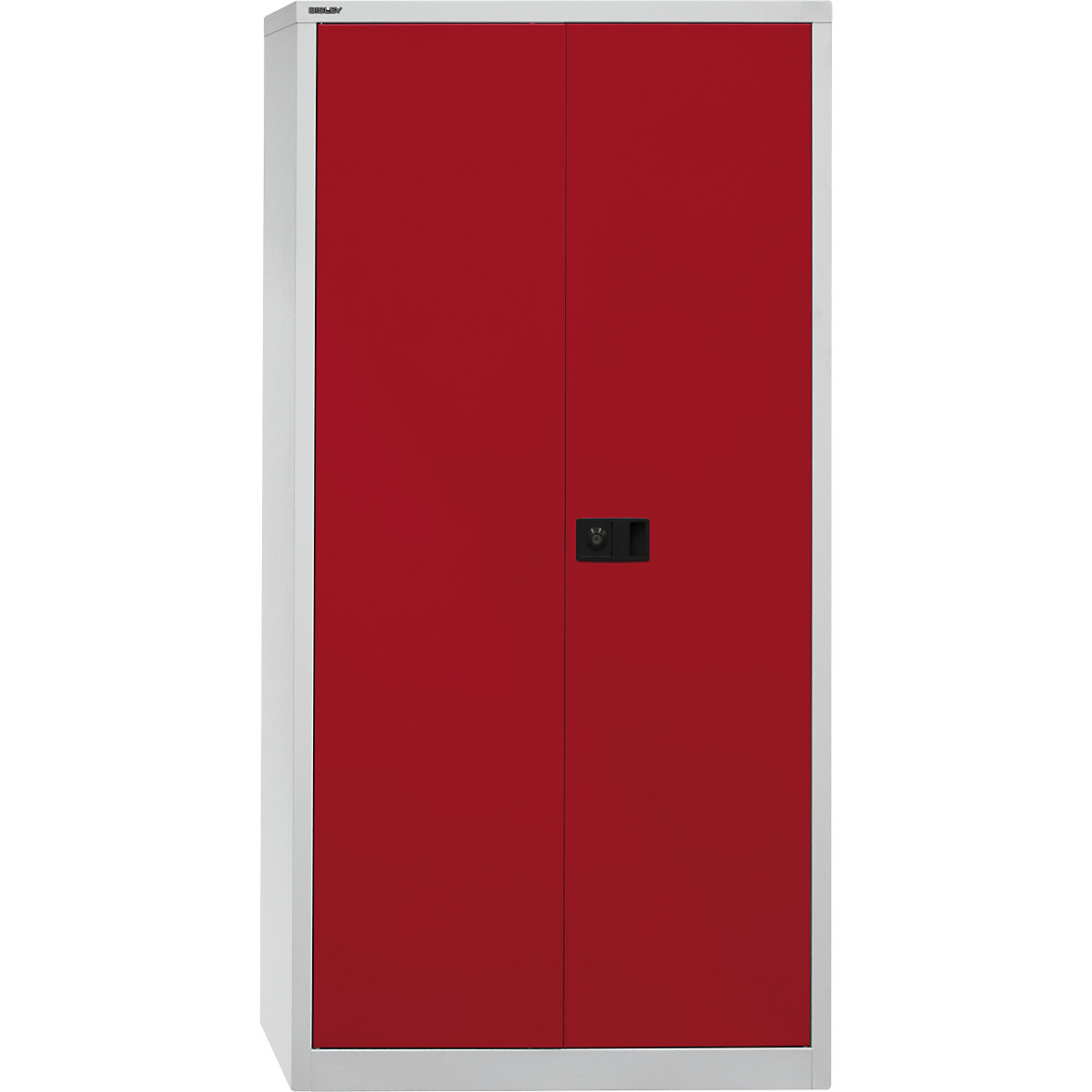 UNIVERSAL double door cupboard – BISLEY, HxWxD 1950 x 914 x 400 mm, 4 zinc plated shelves, 5 file heights, light grey / cardinal red-5