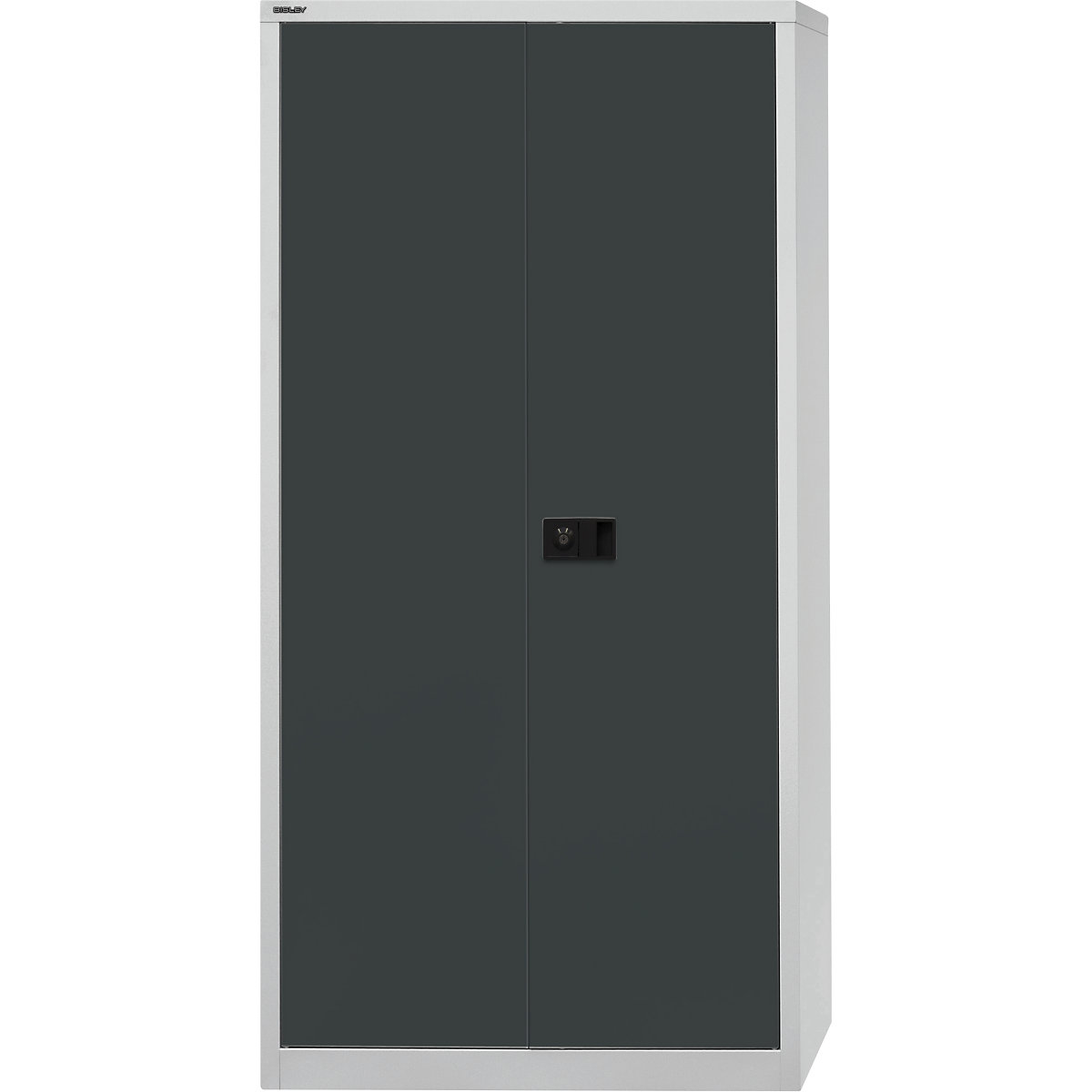 UNIVERSAL double door cupboard – BISLEY, HxWxD 1950 x 914 x 400 mm, 4 zinc plated shelves, 5 file heights, light grey / charcoal-7