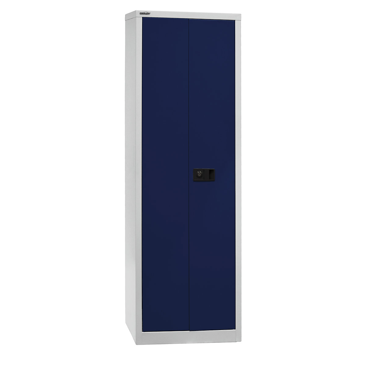 UNIVERSAL double door cupboard – BISLEY, HxWxD 1950 x 600 x 400 mm, 4 shelves, 5 file heights, light grey / Oxford blue-7
