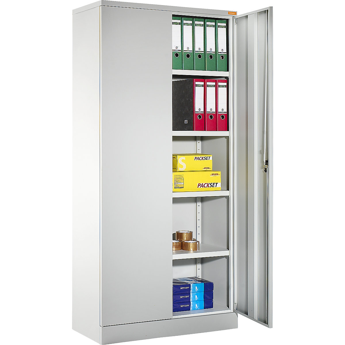 Universal cupboard – eurokraft basic, HxWxD 1950 x 915 x 421 mm, light grey, 3+ items-8
