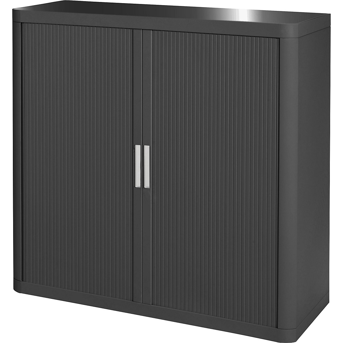 easyOffice® roller shutter cupboard – Paperflow, 2 shelves, height 1040 mm, charcoal / charcoal-15