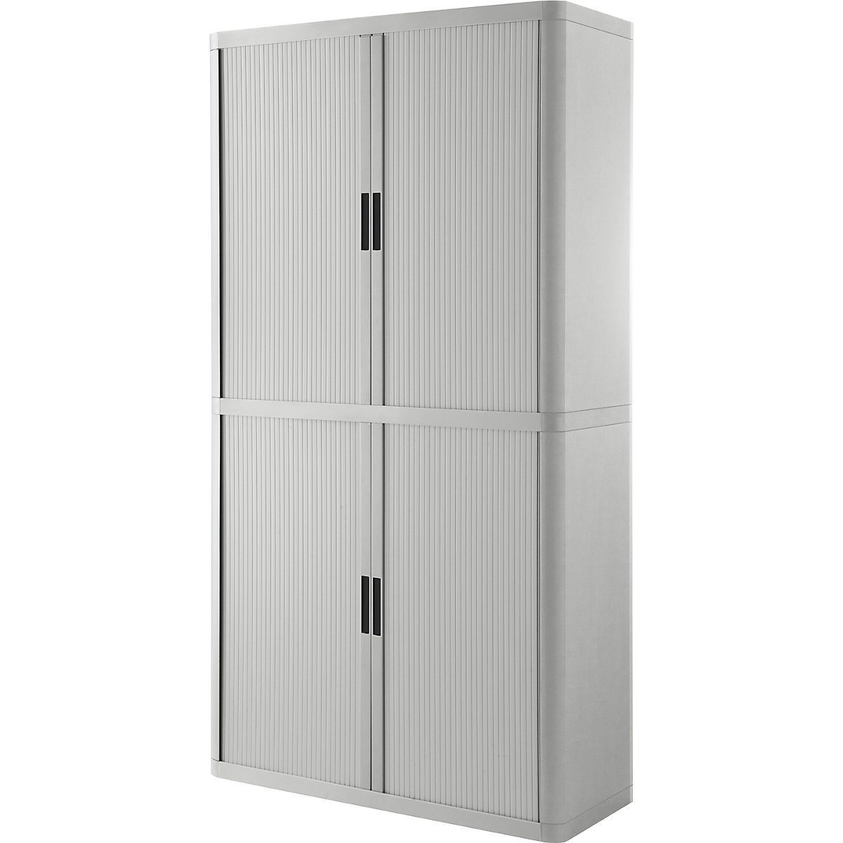 easyOffice® roller shutter cupboard – Paperflow, 4 shelves, height 2040 mm, grey / grey / charcoal handles-5