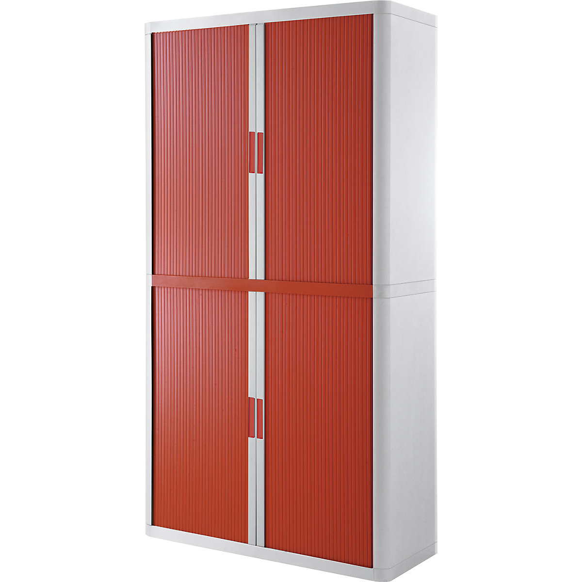 easyOffice® roller shutter cupboard – Paperflow, 4 shelves, height 2040 mm, white / red-8