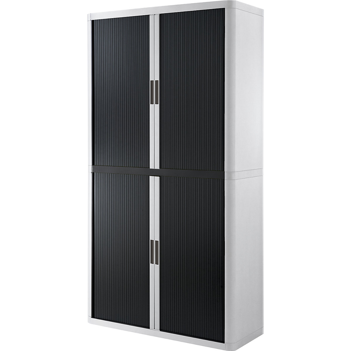easyOffice® roller shutter cupboard – Paperflow, 4 shelves, height 2040 mm, white / black-11