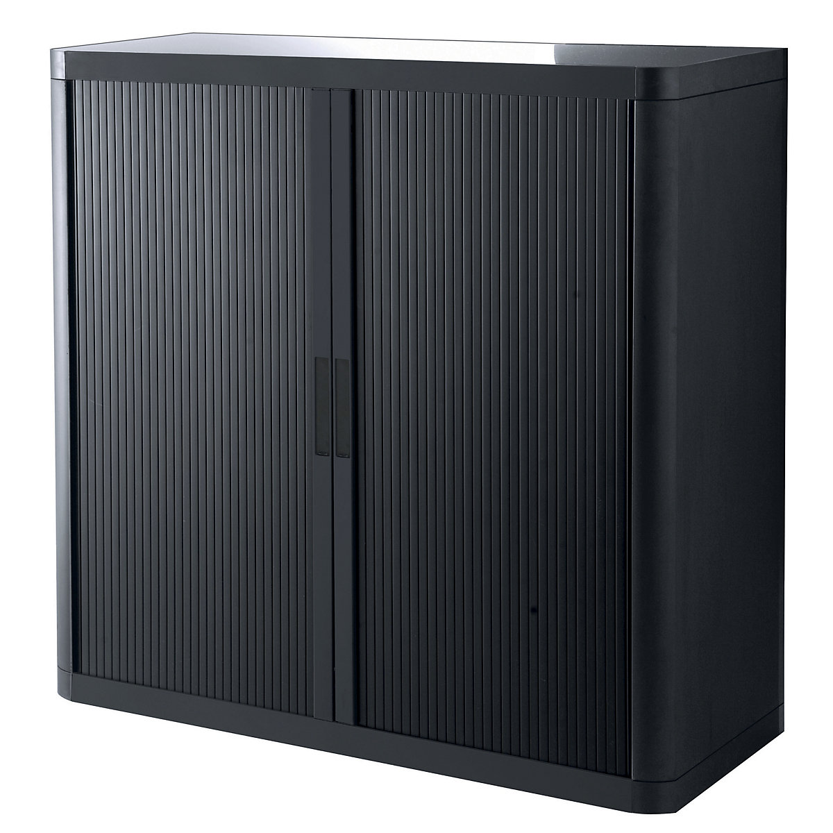 easyOffice® roller shutter cupboard – Paperflow, 2 shelves, height 1040 mm, black / black-10