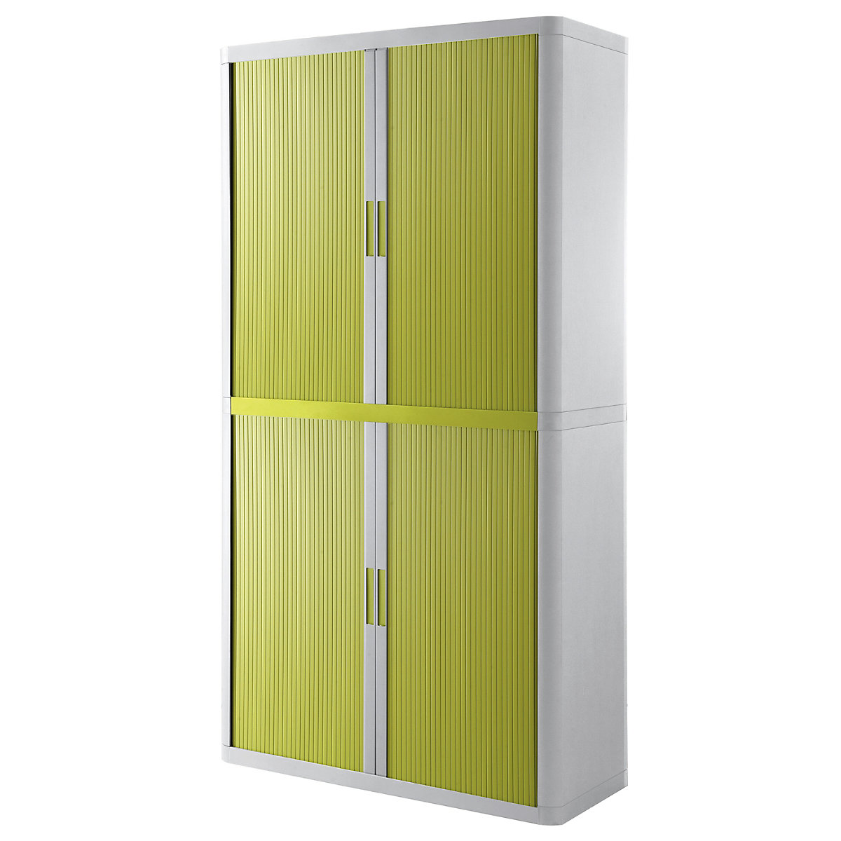 easyOffice® roller shutter cupboard – Paperflow, 4 shelves, height 2040 mm, white / green-7