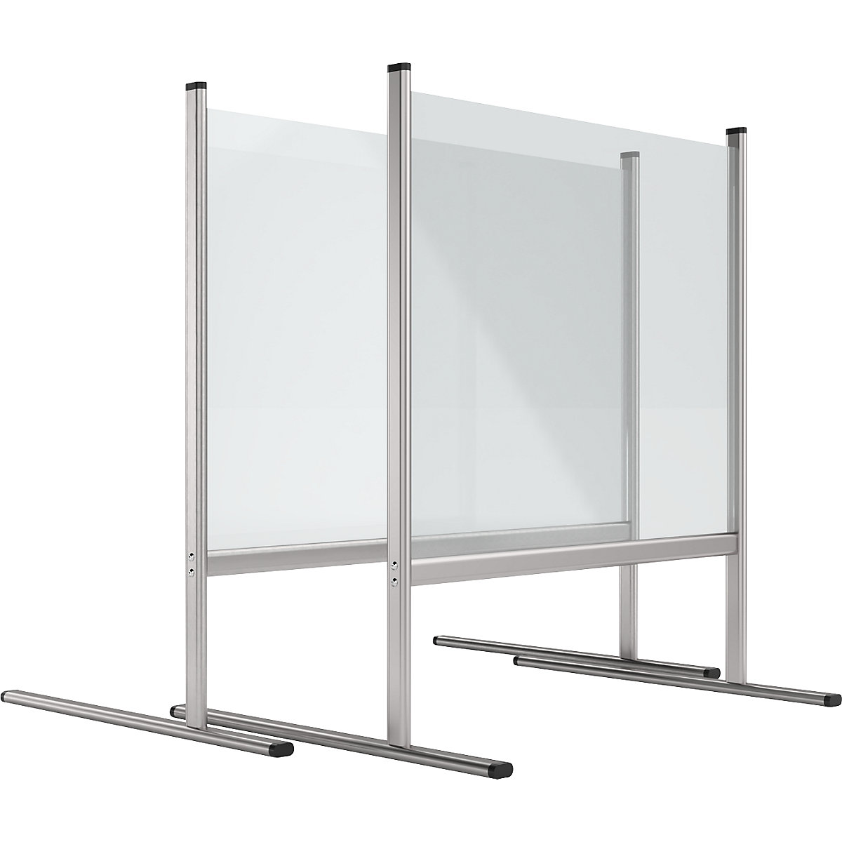 Acrylic glass hygienic partition wall with aluminium frame, feet – magnetoplan (Product illustration 12)-11