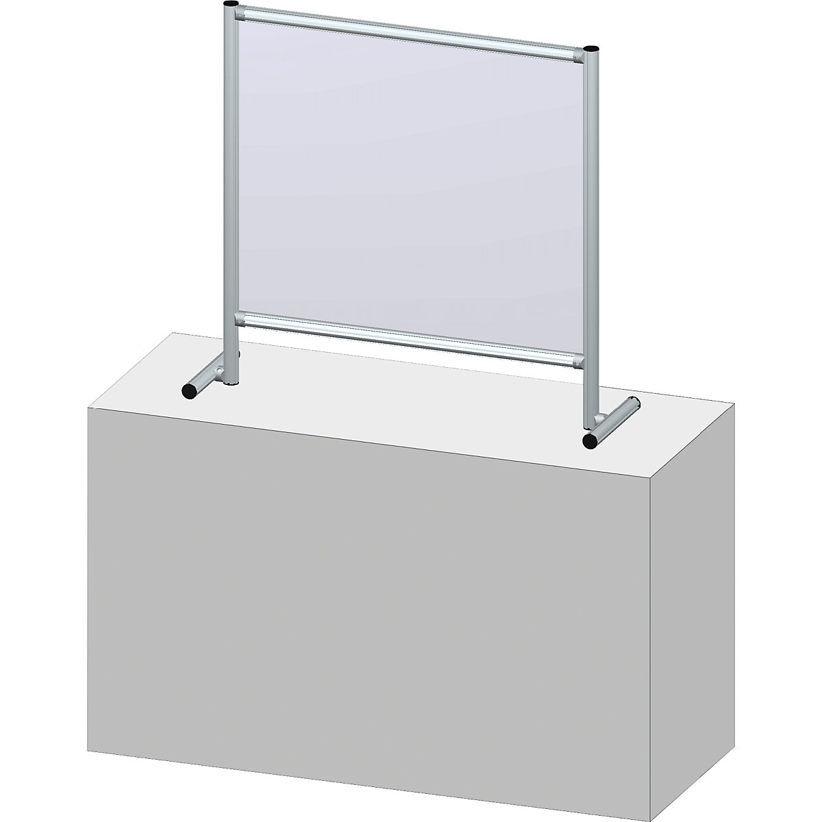 Aluminium virus protection wall, with transparent plexiglass window, size S WxH 1000 x 1000 mm, 2+ items