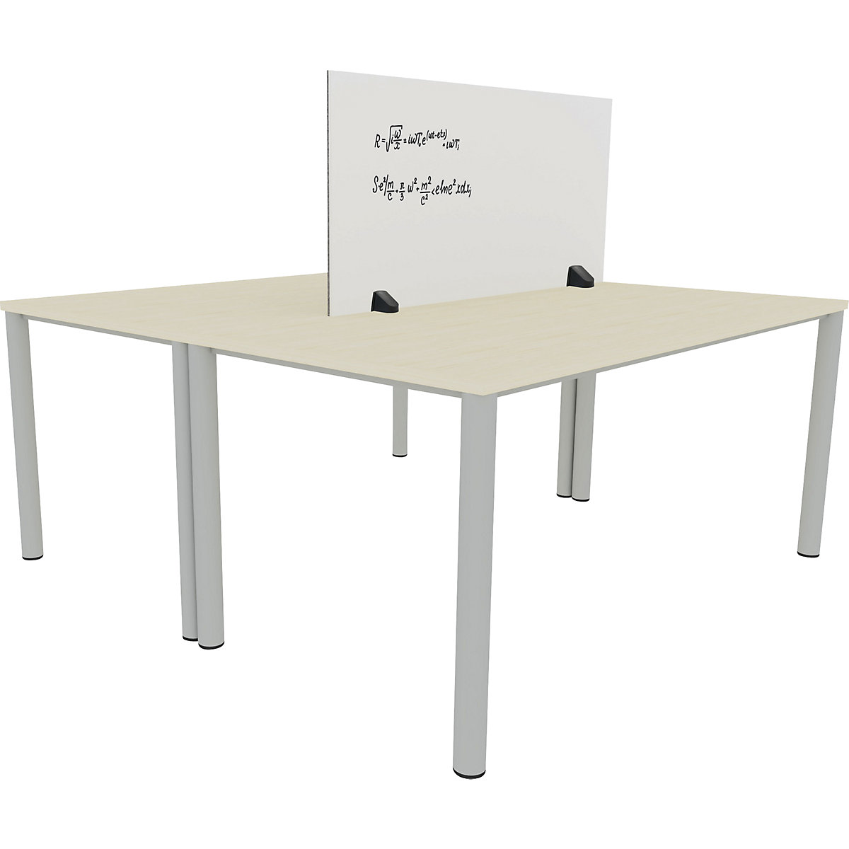 Desk partition for a double workplace, enamel and PET felt surface, white / grey, width 1200 mm-4