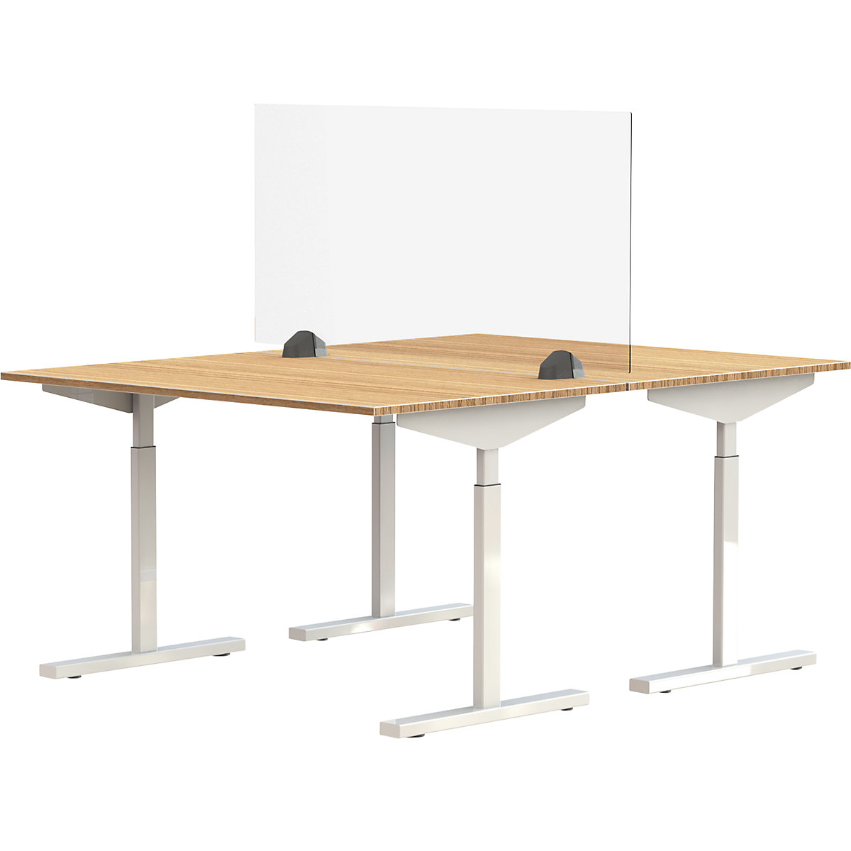 Desk partition for a double workplace, acrylic glass and polystyrene, transparent, width 1200 mm-8