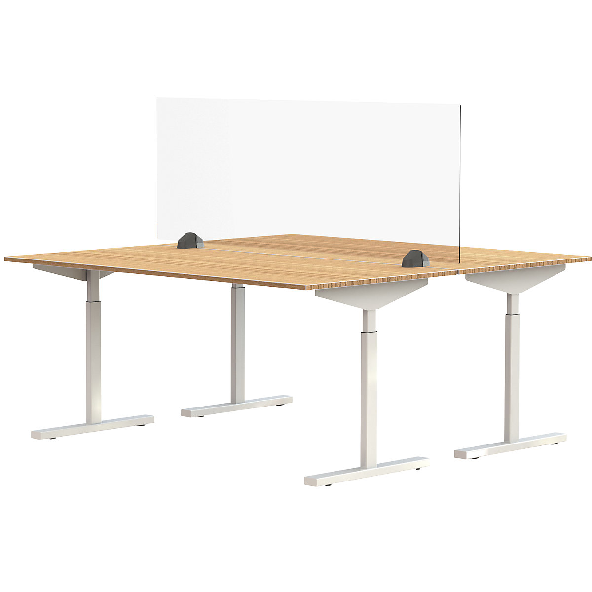 Desk partition for a double workplace, acrylic glass and polystyrene, transparent, width 1600 mm-10