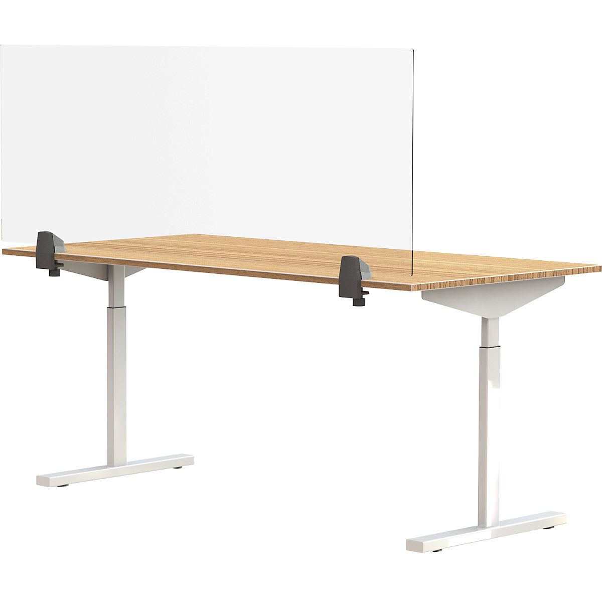 Desk partition for an individual workplace, acrylic glass and polystyrene, transparent, width 1600 mm-11
