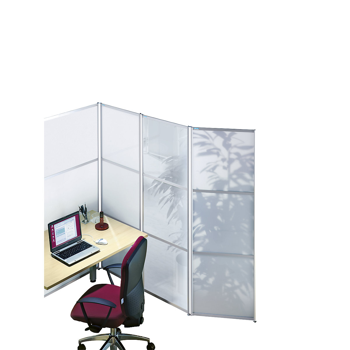 Display panel and screening system – eurokraft pro, HxWxD 1800 x 1000 x 18 mm, single pane safety glass, white matt-1