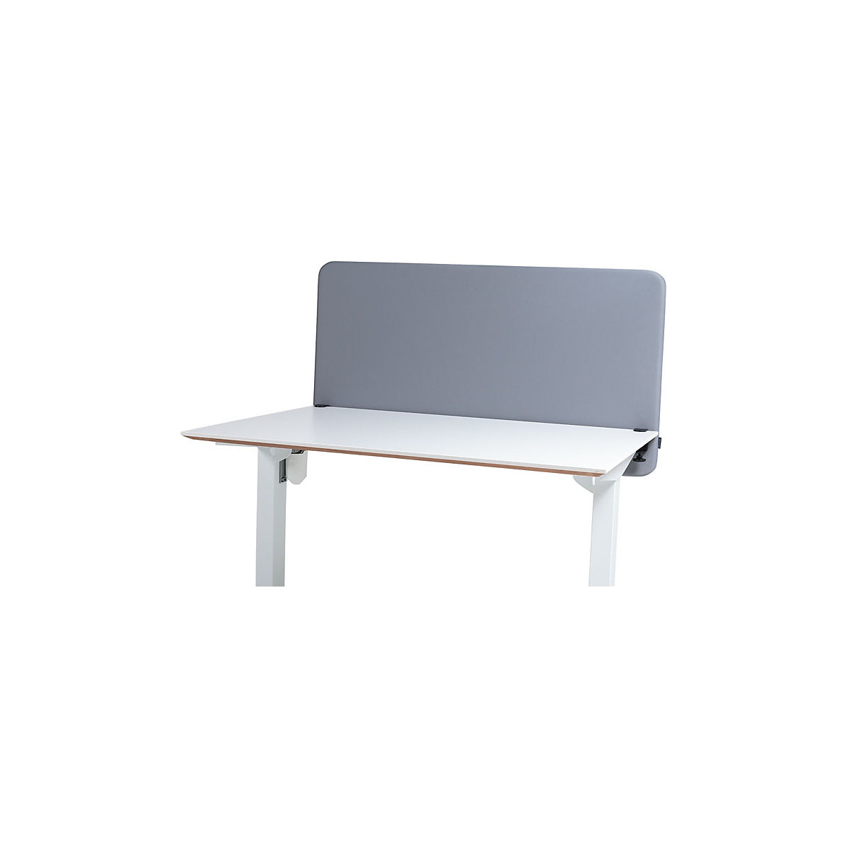 Softline Event acoustic desk partition, suspended downwards, HxW 650 x 1200 mm, fabric, light grey-1