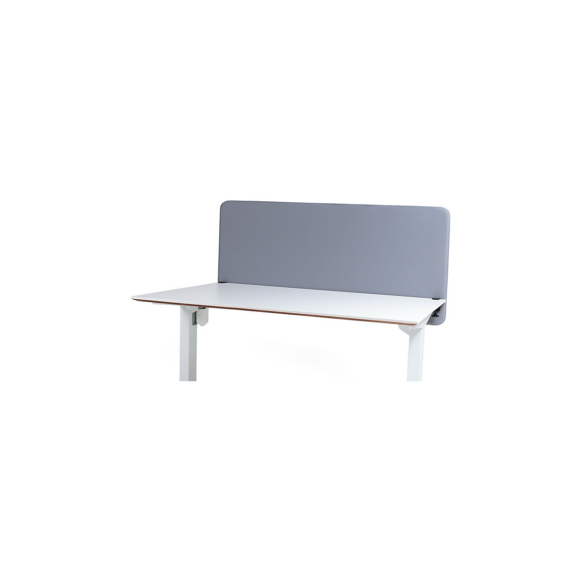 Softline Event acoustic desk partition, suspended downwards, HxW 650 x 1400 mm, fabric, light grey-2