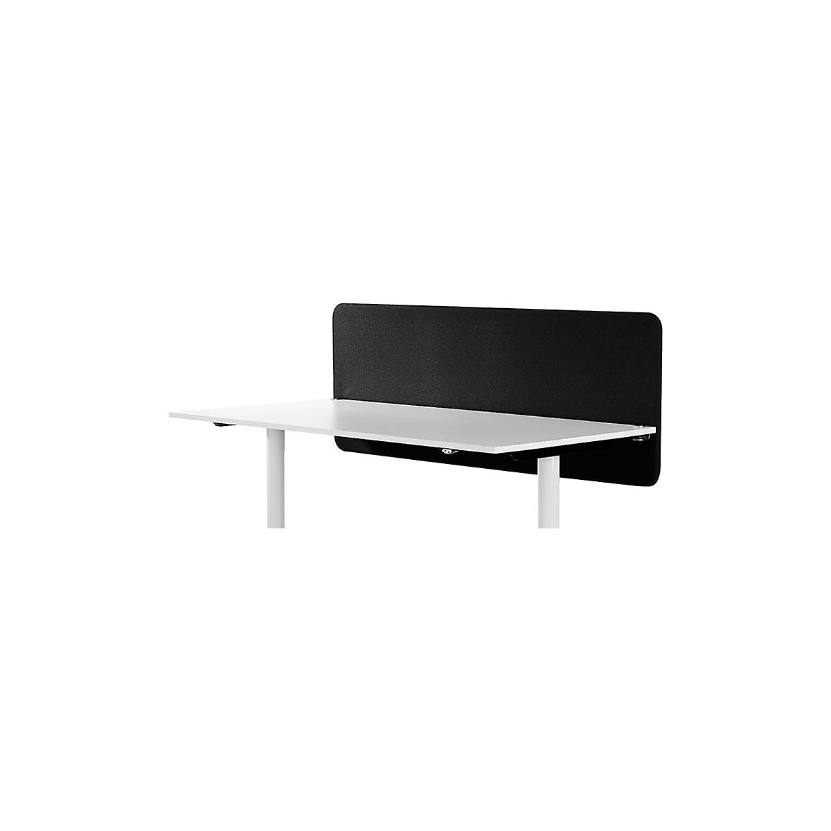 Standard acoustic desk partition with rounded corners