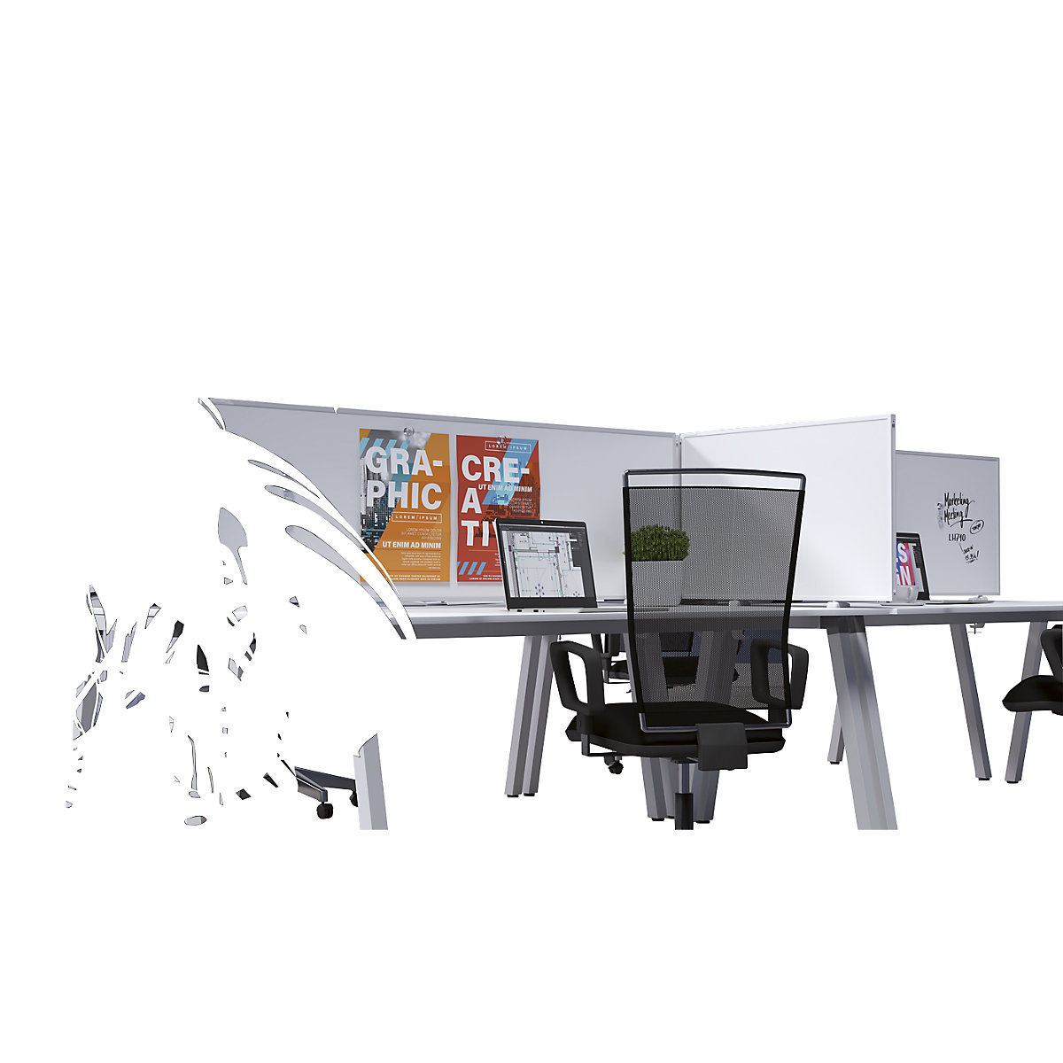 VarioPin desk partition – magnetoplan (Product illustration 134)-133