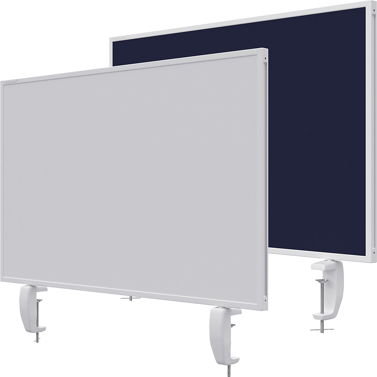 VarioPin desk partition – magnetoplan, whiteboard/felt, width 800 mm, dark blue-22