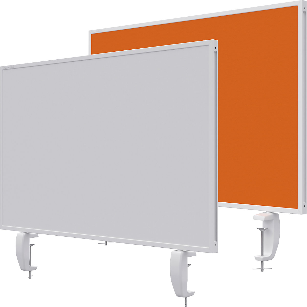 VarioPin desk partition – magnetoplan, whiteboard/felt, width 800 mm, orange-15