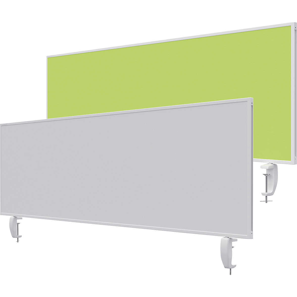 VarioPin desk partition – magnetoplan, whiteboard/felt, width 1600 mm, green-8